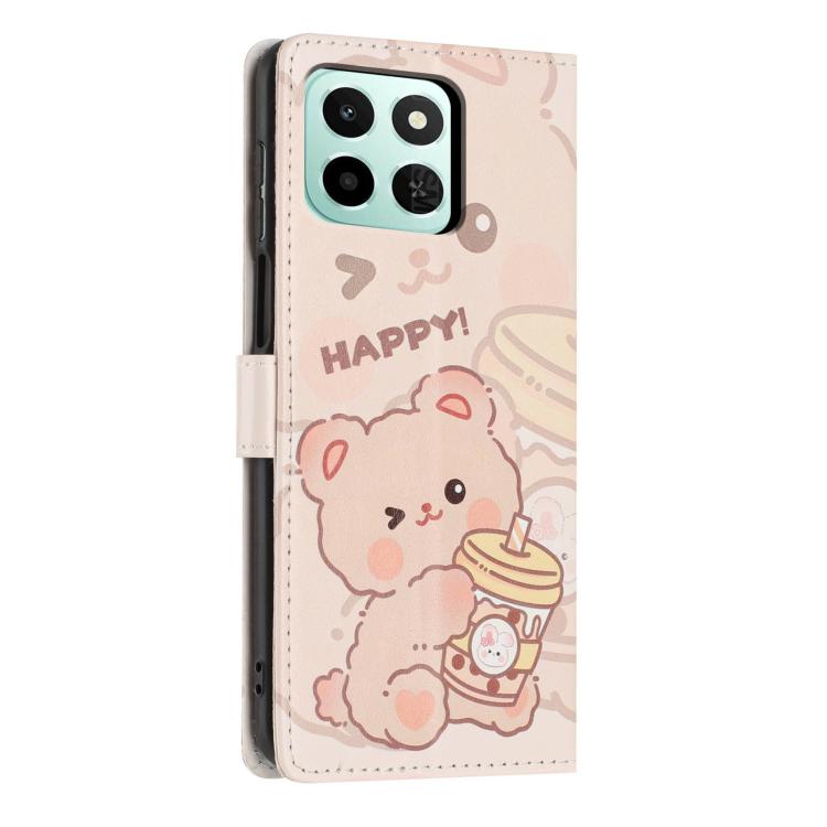 For Honor X6c 4G Colorful Painting Vegan Leather Phone Case with Lanyard