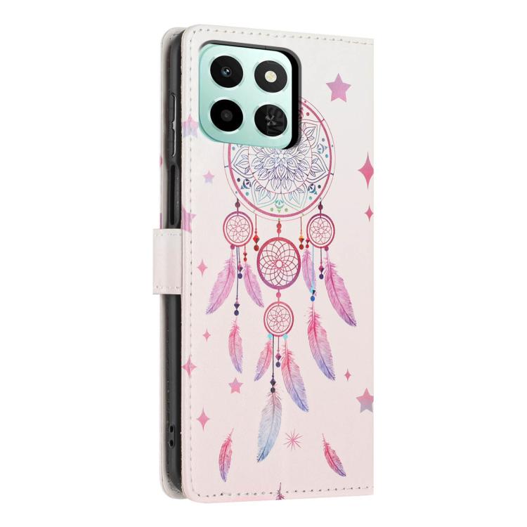 For Honor X6c 4G Colorful Painting Vegan Leather Phone Case with Lanyard