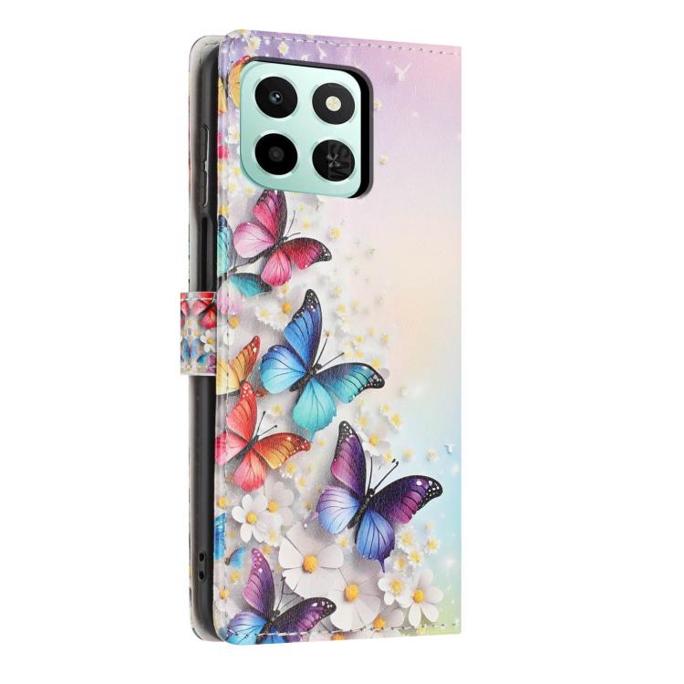 For Honor X6c 4G Colorful Painting Vegan Leather Phone Case with Lanyard