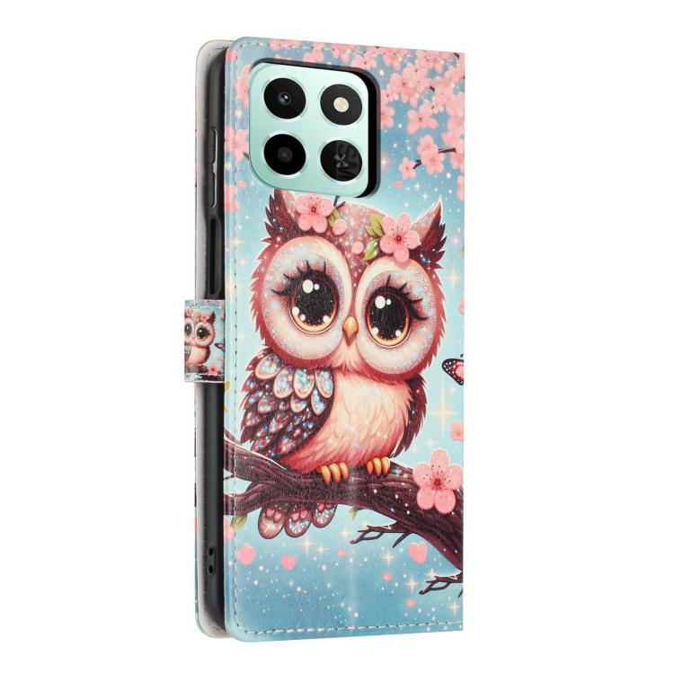 For Honor X6c 4G Colorful Painting Vegan Leather Phone Case with Lanyard