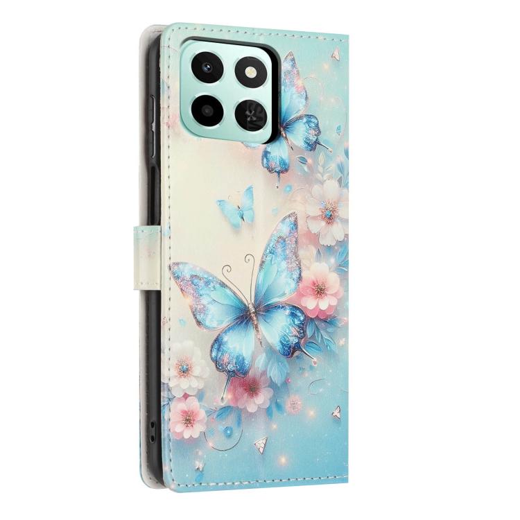 For Honor X6c 4G Colorful Painting Vegan Leather Phone Case with Lanyard