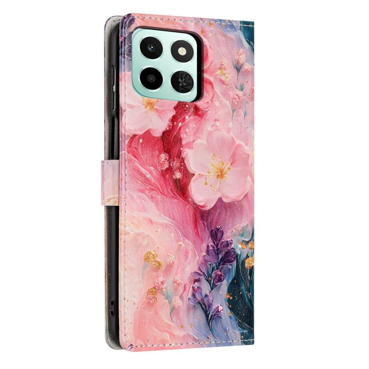 For Honor X6c 4G Colorful Painting Vegan Leather Phone Case with Lanyard