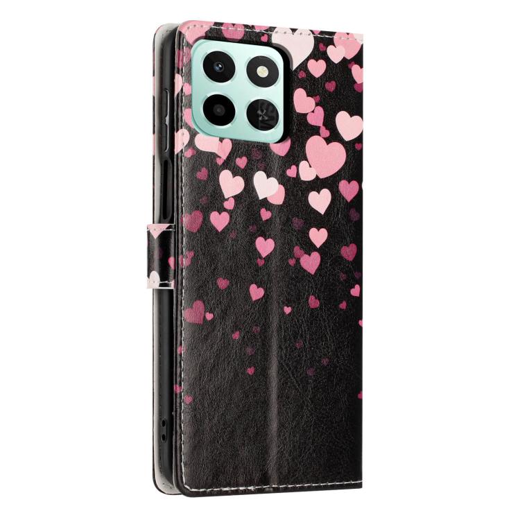 For Honor X6c 4G Colorful Painting Vegan Leather Phone Case with Lanyard