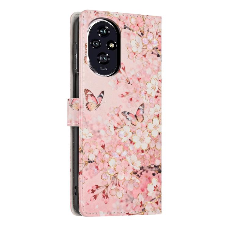 For Honor 200 Colorful Painting Vegan Leather Phone Case with Lanyard