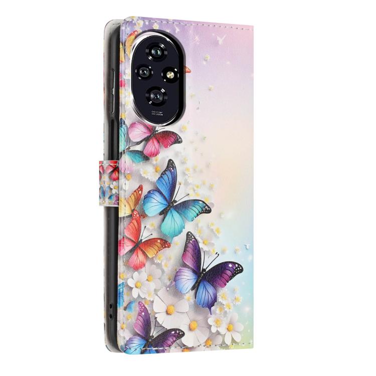 For Honor 200 Colorful Painting Vegan Leather Phone Case with Lanyard