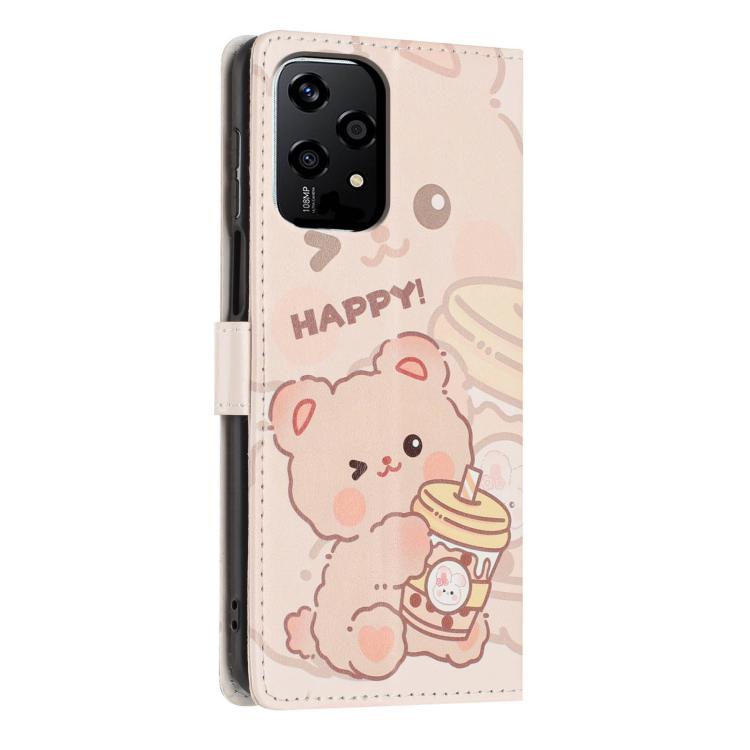 For Honor 200 Lite Global Colorful Painting Vegan Leather Phone Case with Lanyard