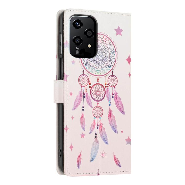 For Honor 200 Lite Global Colorful Painting Vegan Leather Phone Case with Lanyard