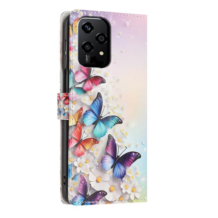 For Honor 200 Lite Global Colorful Painting Vegan Leather Phone Case with Lanyard