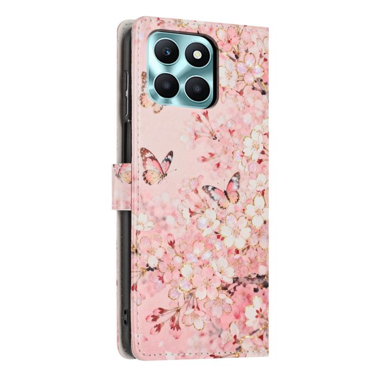 For Honor X6a Colorful Painting Vegan Leather Phone Case with Lanyard