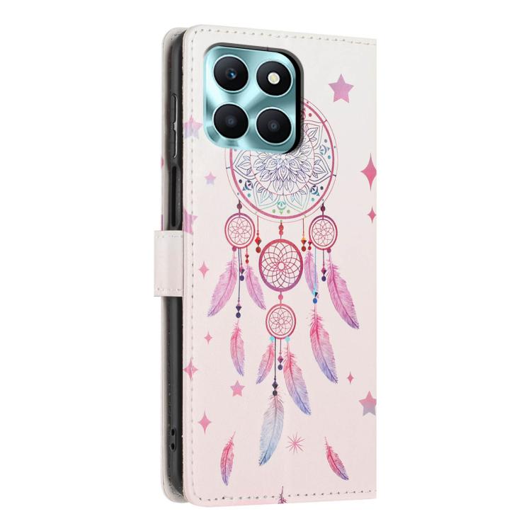 For Honor X6a Colorful Painting Vegan Leather Phone Case with Lanyard