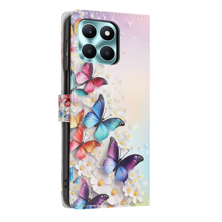 For Honor X6a Colorful Painting Vegan Leather Phone Case with Lanyard