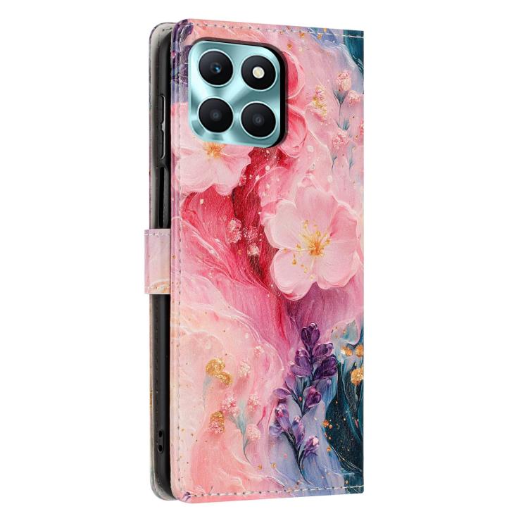 For Honor X6a Colorful Painting Vegan Leather Phone Case with Lanyard