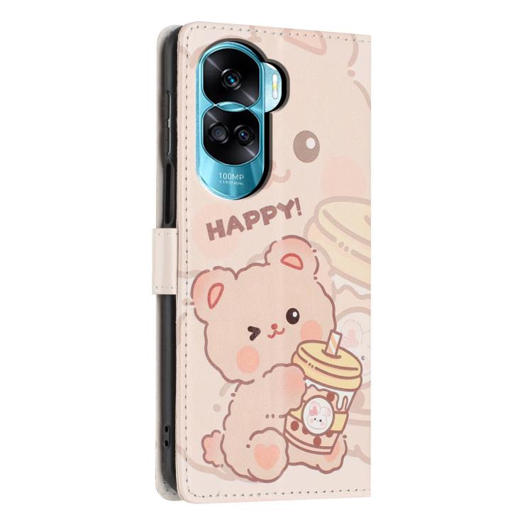 For Honor 90 Lite Colorful Painting Vegan Leather Phone Case with Lanyard