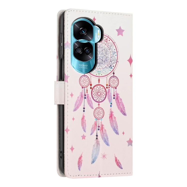 For Honor 90 Lite Colorful Painting Vegan Leather Phone Case with Lanyard