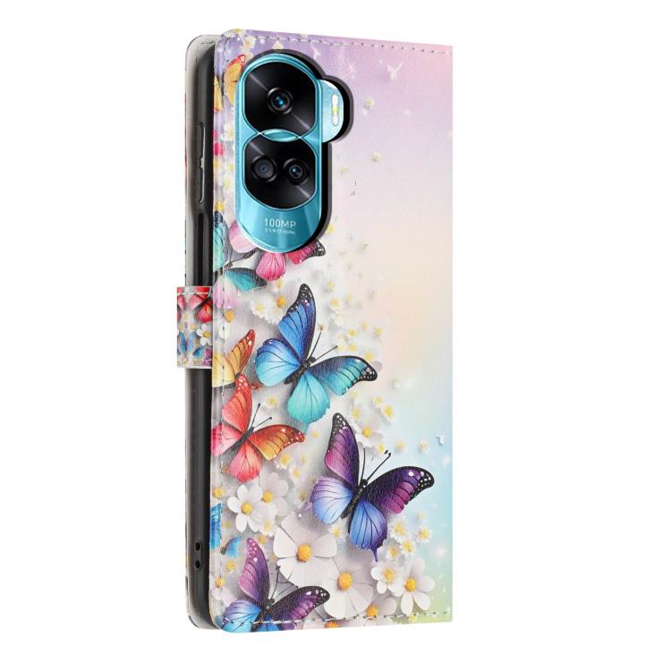 For Honor 90 Lite Colorful Painting Vegan Leather Phone Case with Lanyard