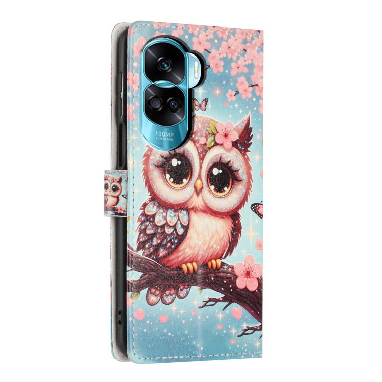 For Honor 90 Lite Colorful Painting Vegan Leather Phone Case with Lanyard