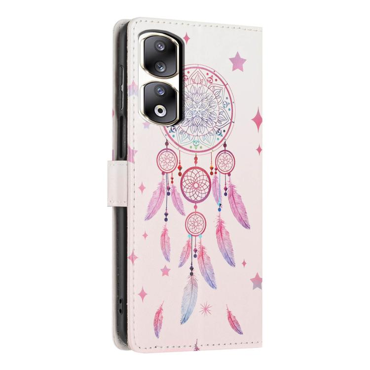 For Honor 90 Pro Colorful Painting Vegan Leather Phone Case with Lanyard