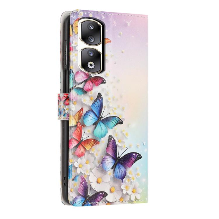For Honor 90 Pro Colorful Painting Vegan Leather Phone Case with Lanyard