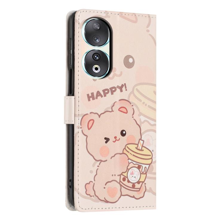 For Honor 90 Colorful Painting Vegan Leather Phone Case with Lanyard
