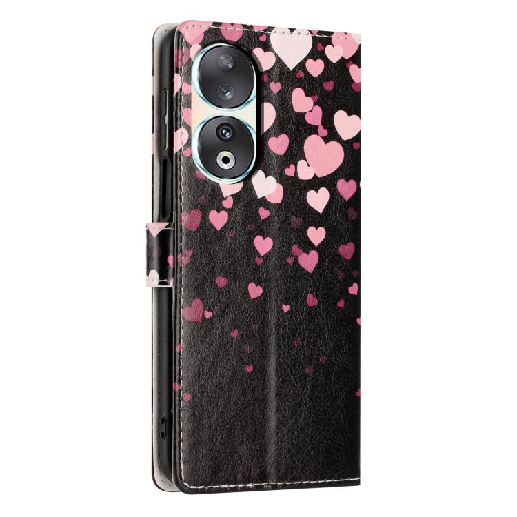 For Honor 90 Colorful Painting Vegan Leather Phone Case with Lanyard