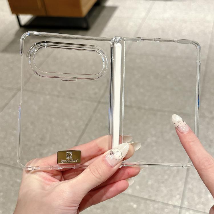 For Huawei Pura X Max Clear PC Magnetic Hinge Phone Case with Front Frame & Film - Transparent