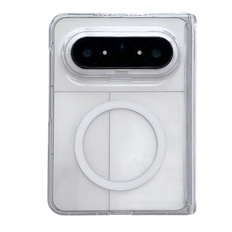 For Huawei Pura X Max Clear PC Magnetic Ring Hinge Phone Case with Front Frame & Film - Transparent