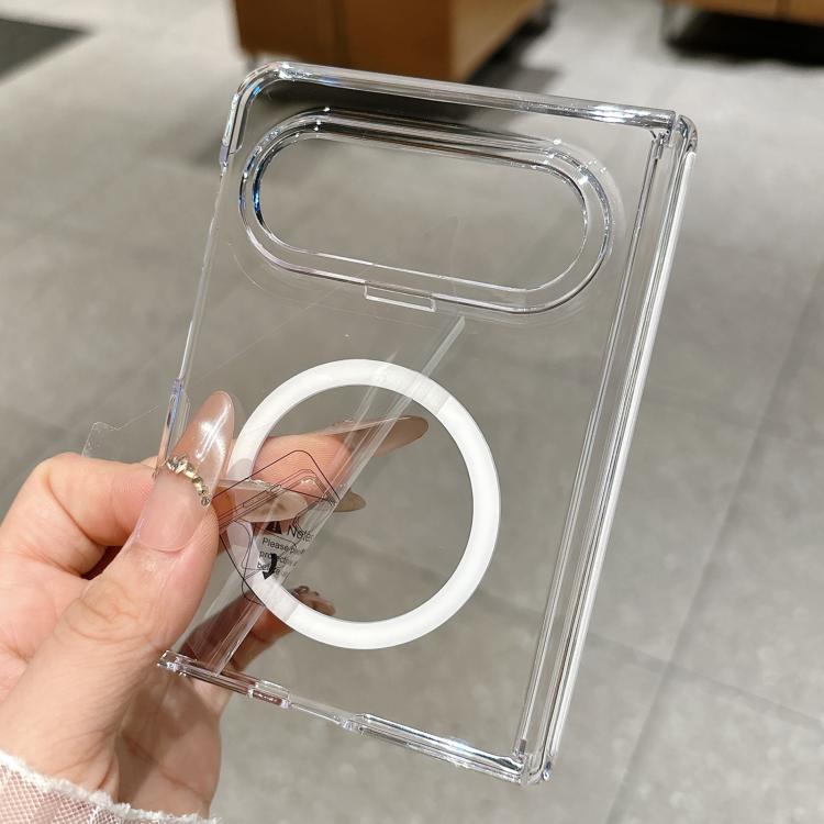 For Huawei Pura X Max Clear PC Magnetic Ring Hinge Phone Case with Front Frame & Film - Transparent