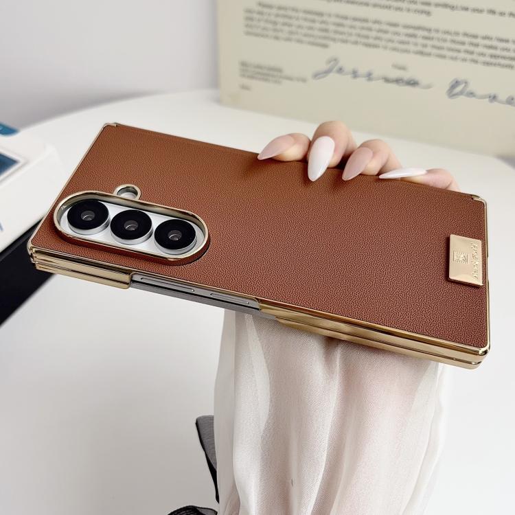 For Galaxy Z Fold5 Electroplate Dual Axis Supercar Design PU Phone Case