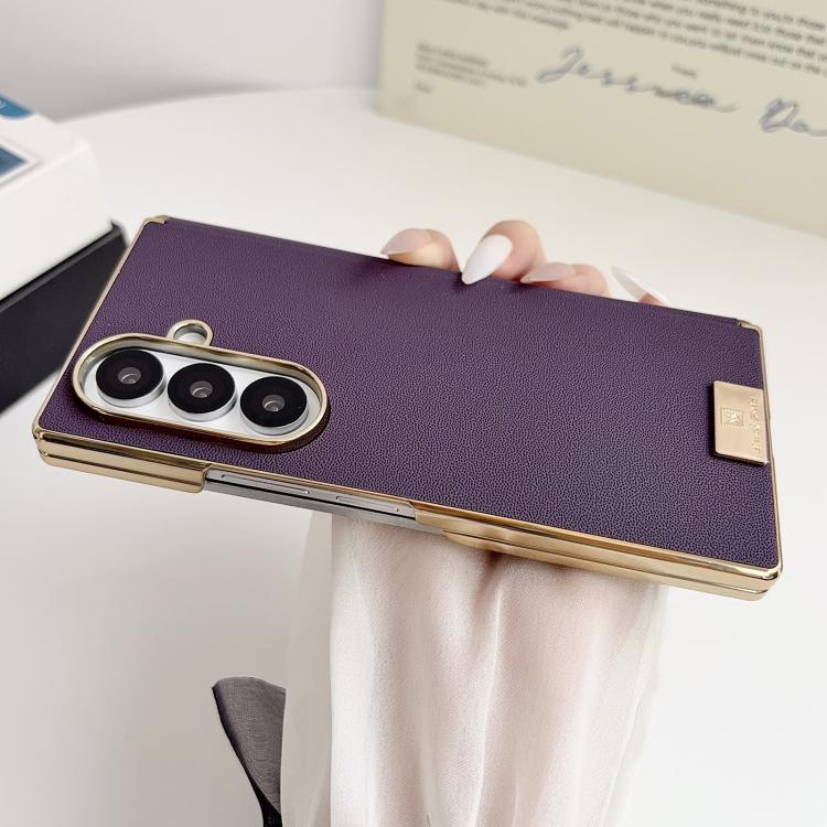 For Galaxy Z Fold6 Electroplate Dual Axis Supercar Design PU Phone Case