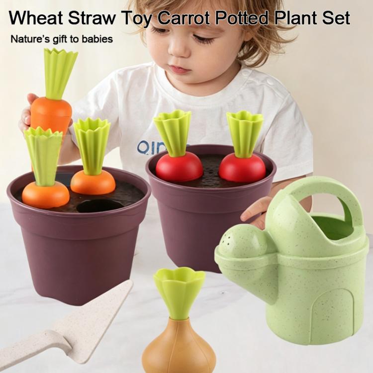 Wheat Straw Children Pretend Play Early Education Toy Potted Plant Set