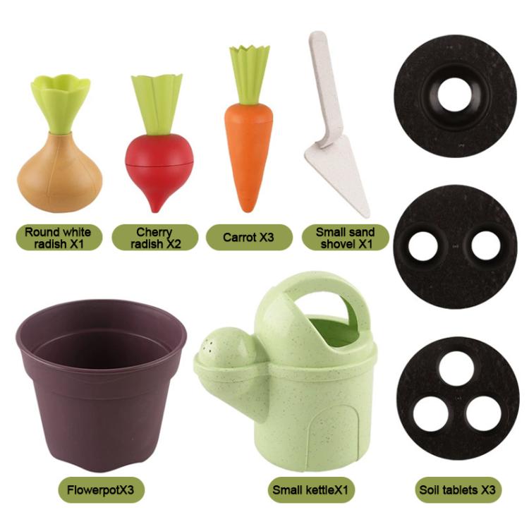 Wheat Straw Children Pretend Play Early Education Toy Potted Plant Set