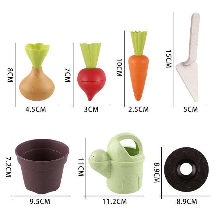 Wheat Straw Children Pretend Play Early Education Toy Potted Plant Set