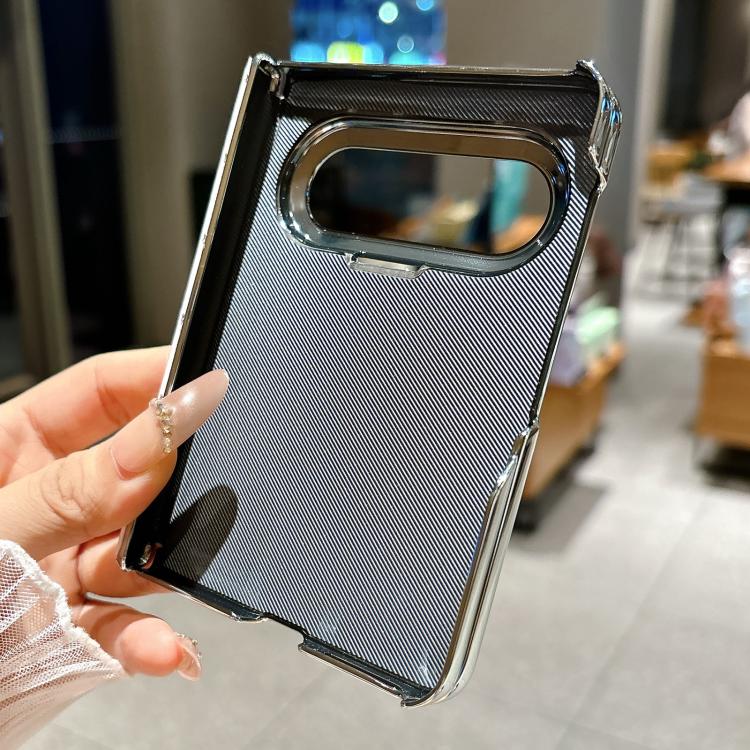 For Huawei Pura X Max Nameplate Electroplated Dual-Hinge Diamond Style Vegan Leather Phone Case