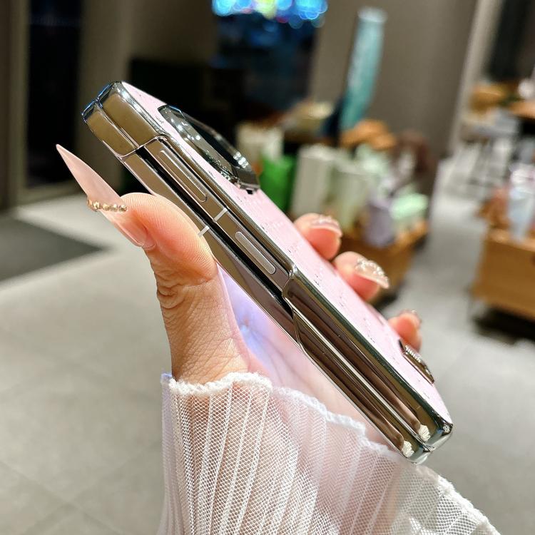 For Huawei Pura X Max Nameplate Electroplated Dual-Hinge Diamond Style Vegan Leather Phone Case