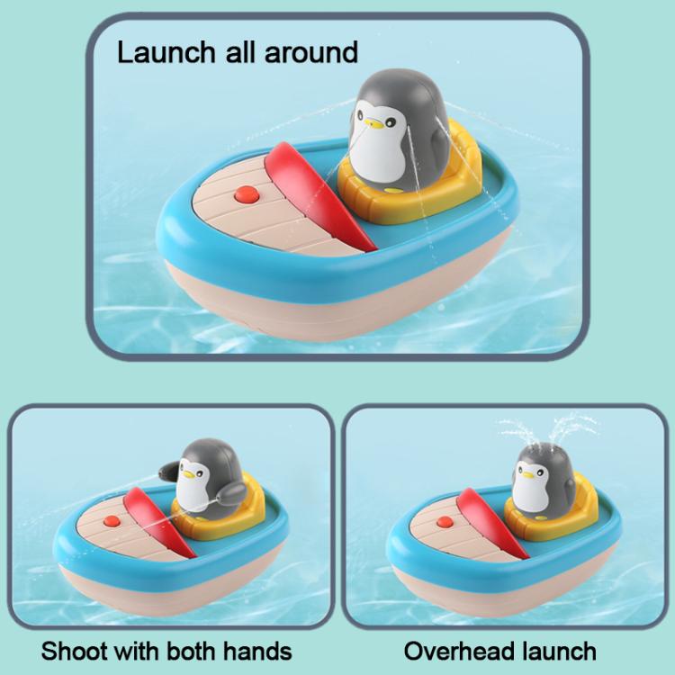 360-degree Rotating Electric Water-spraying Penguin Boat Children Bath Toy