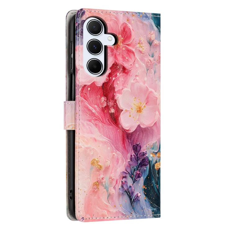 For Galaxy A16 5G Colorful Painting Vegan Leather Phone Case with Lanyard