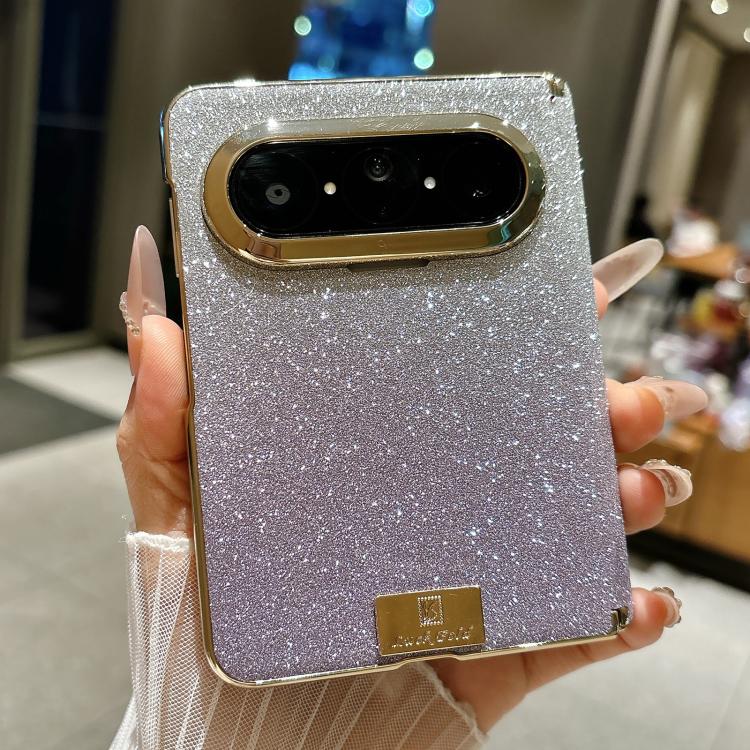 For Huawei Pura X Max Nameplate Electroplated Dual-Hinge Gradient Glitter PC Phone Case