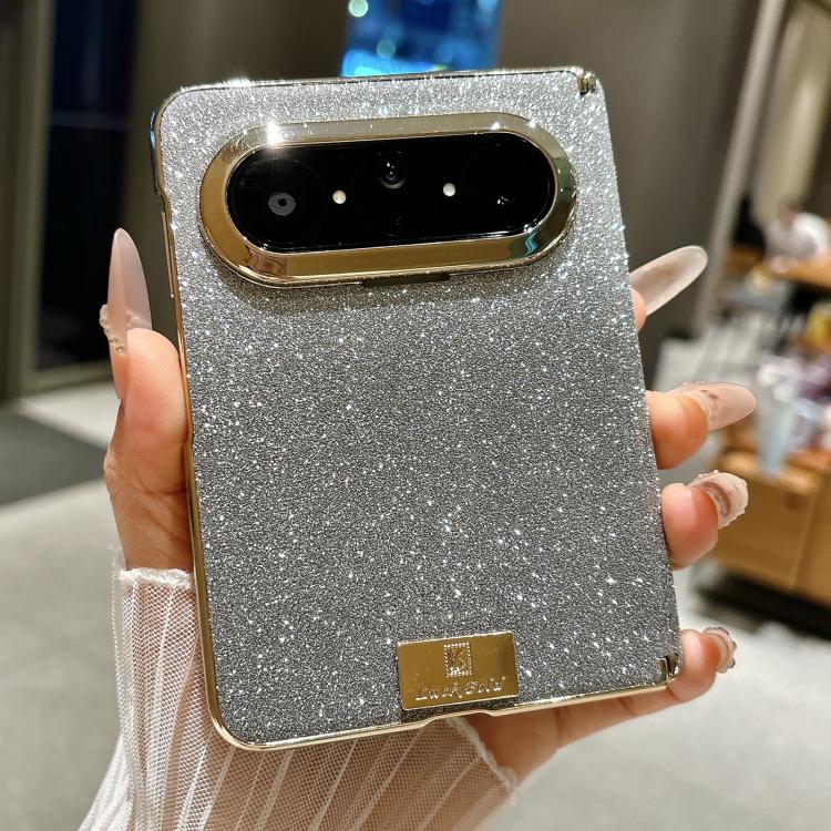 For Huawei Pura X Max Nameplate Electroplated Dual-Hinge Gradient Glitter PC Phone Case
