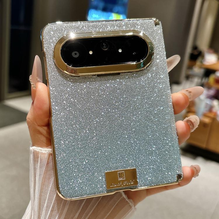 For Huawei Pura X Max Nameplate Electroplated Dual-Hinge Gradient Glitter PC Phone Case