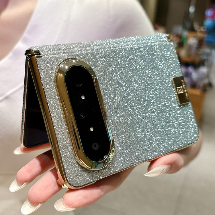 For Huawei Pura X Max Nameplate Electroplated Dual-Hinge Gradient Glitter PC Phone Case