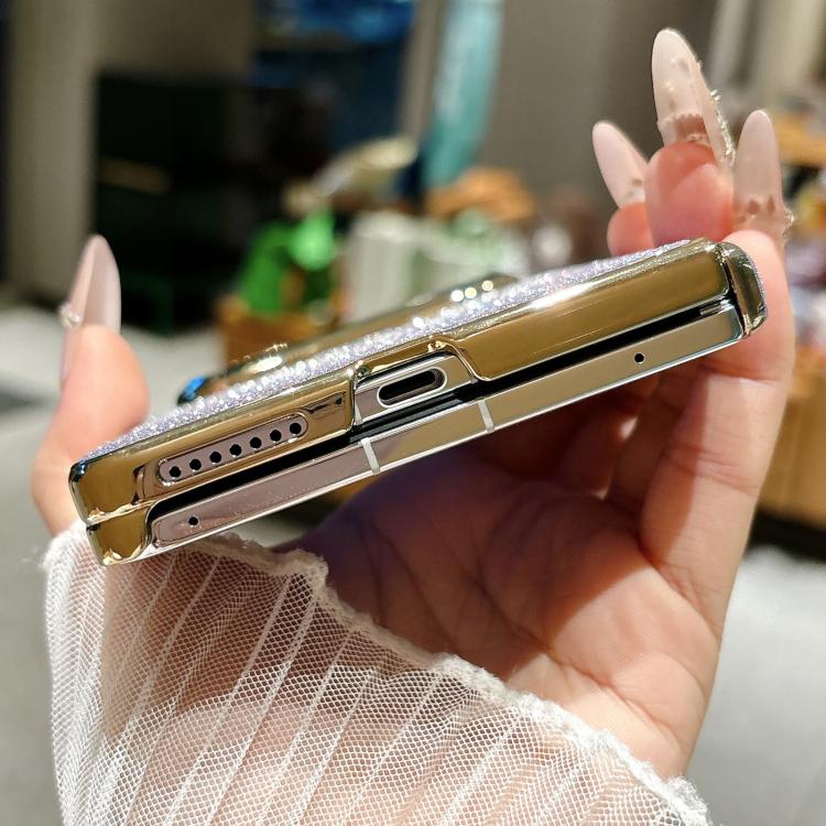 For Huawei Pura X Max Nameplate Electroplated Dual-Hinge Gradient Glitter PC Phone Case
