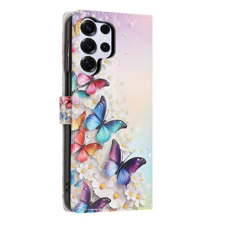 For Galaxy S26 Ultra 5G Colorful Painting Vegan Leather Phone Case with Lanyard