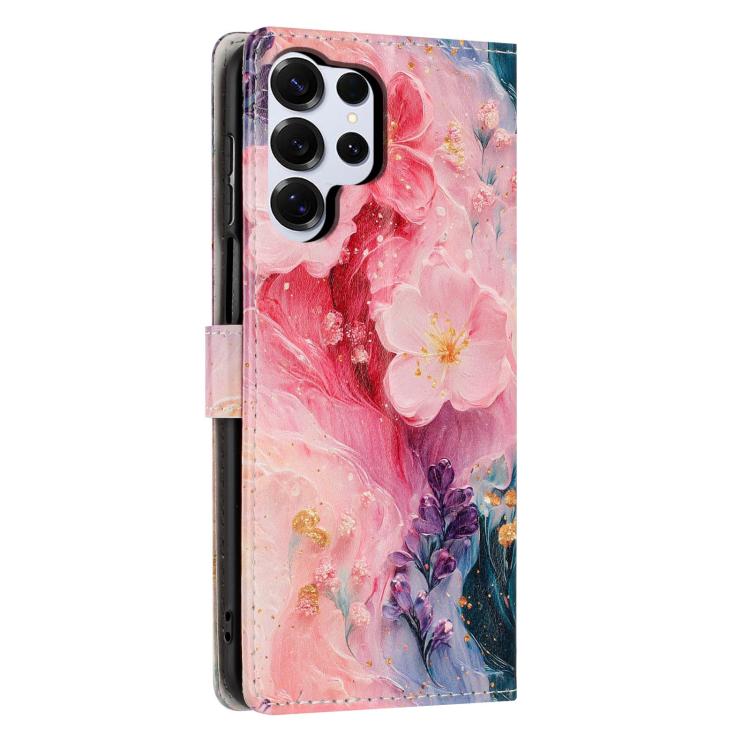 For Galaxy S26 Ultra 5G Colorful Painting Vegan Leather Phone Case with Lanyard