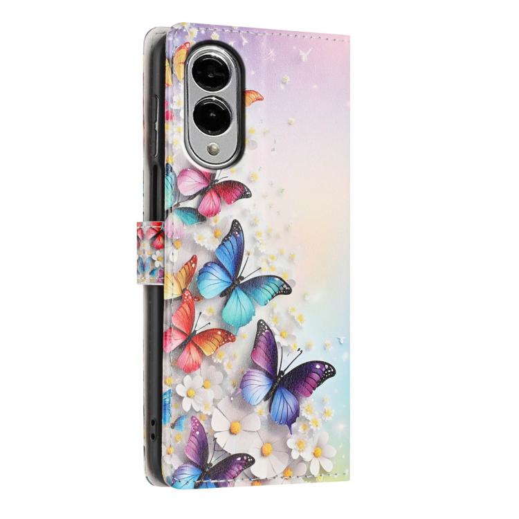 For Galaxy S25 Edge 5G Colorful Painting Vegan Leather Phone Case with Lanyard