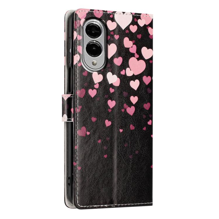 For Galaxy S25 Edge 5G Colorful Painting Vegan Leather Phone Case with Lanyard