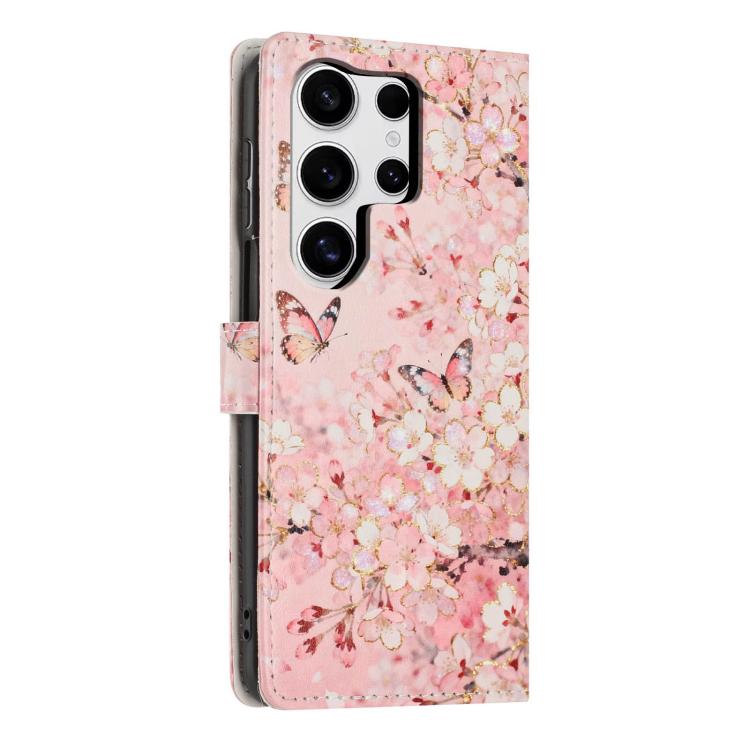 For Galaxy S25 Ultra 5G Colorful Painting Vegan Leather Phone Case with Lanyard