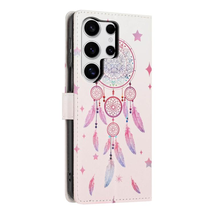 For Galaxy S25 Ultra 5G Colorful Painting Vegan Leather Phone Case with Lanyard