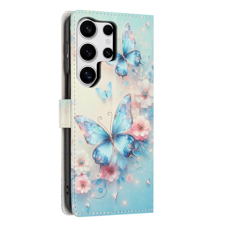 For Galaxy S25 Ultra 5G Colorful Painting Vegan Leather Phone Case with Lanyard