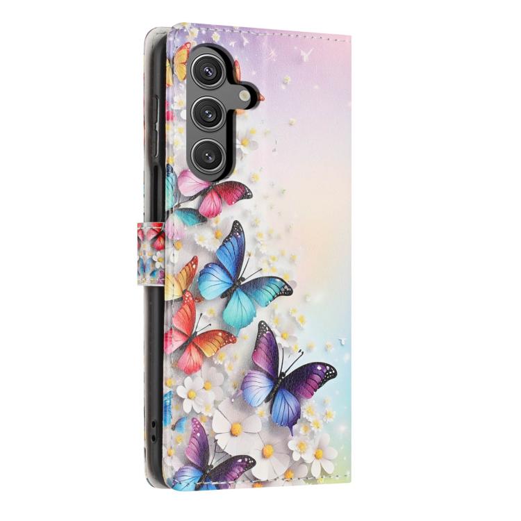 For Galaxy S24 FE 5G Colorful Painting Vegan Leather Phone Case with Lanyard