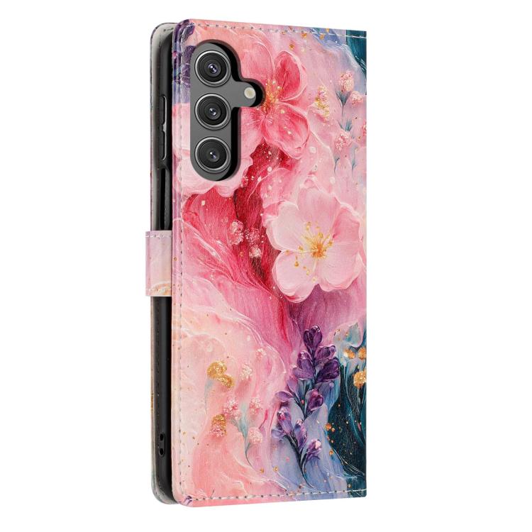 For Galaxy S24 FE 5G Colorful Painting Vegan Leather Phone Case with Lanyard